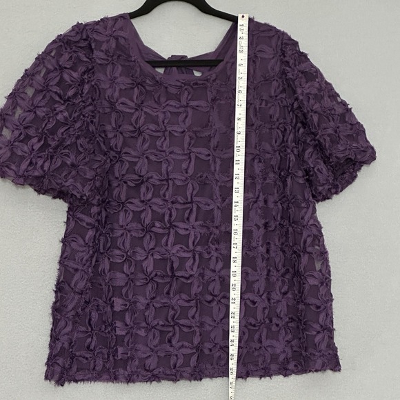 Cato Collection Women Top Plus 14/16W Purple Chiffon Ribbon Tie Whimsigoth Fairy - Picture 7 of 11